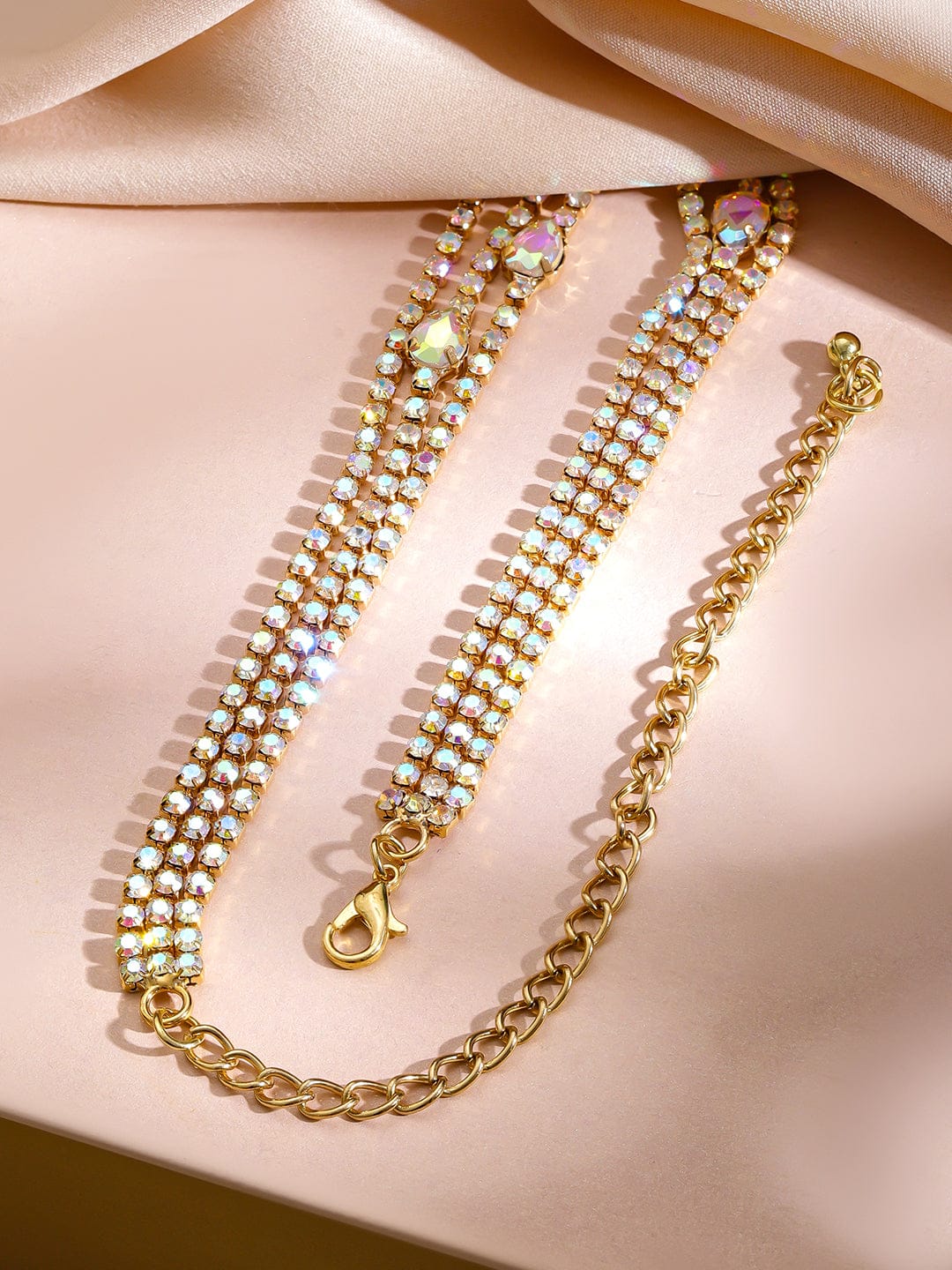 Sparkly American Diamond Zirconia & Crystal Studded Necklace フリーサイズ