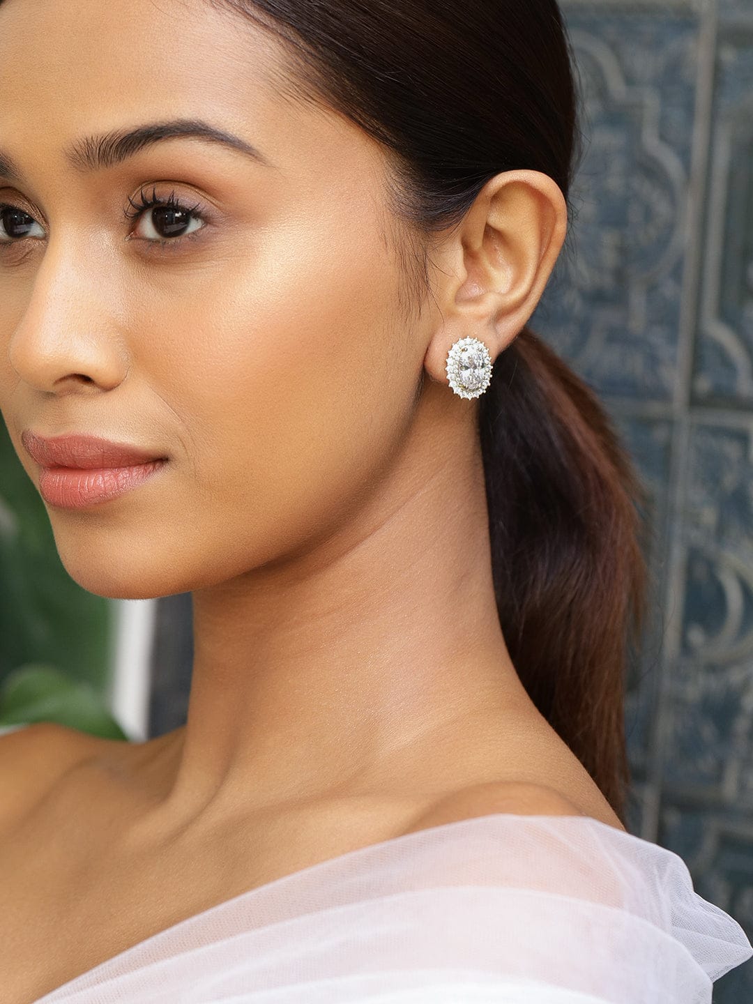 Gold Plated Crystal Stud Earrings Gold