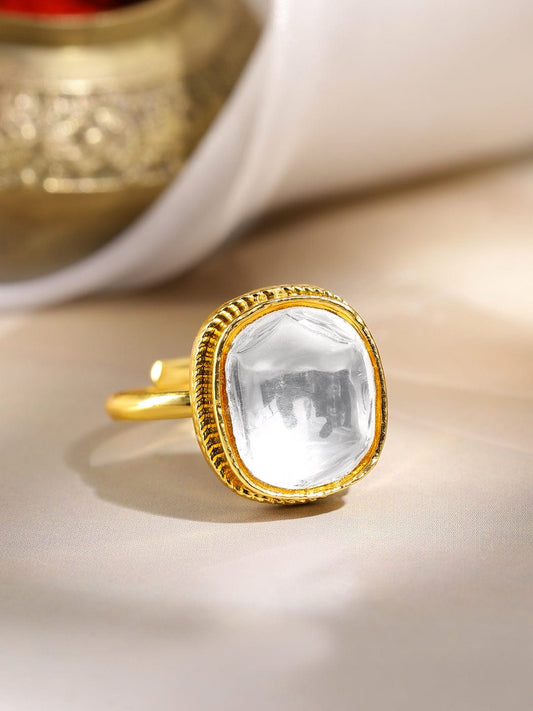 Gleaming Geometry Kundan Ring フリーサイズ