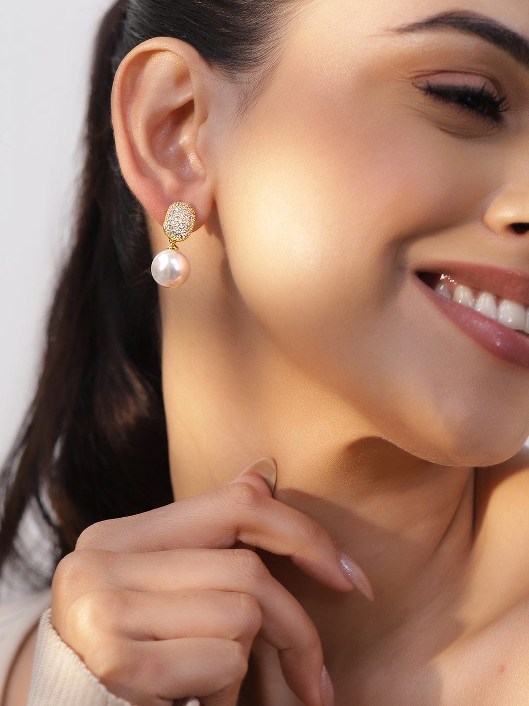 【Rubans】 Brilliance & Pearl Drop Earrings｜ブリリアンス＆パール ドロップイヤリング
