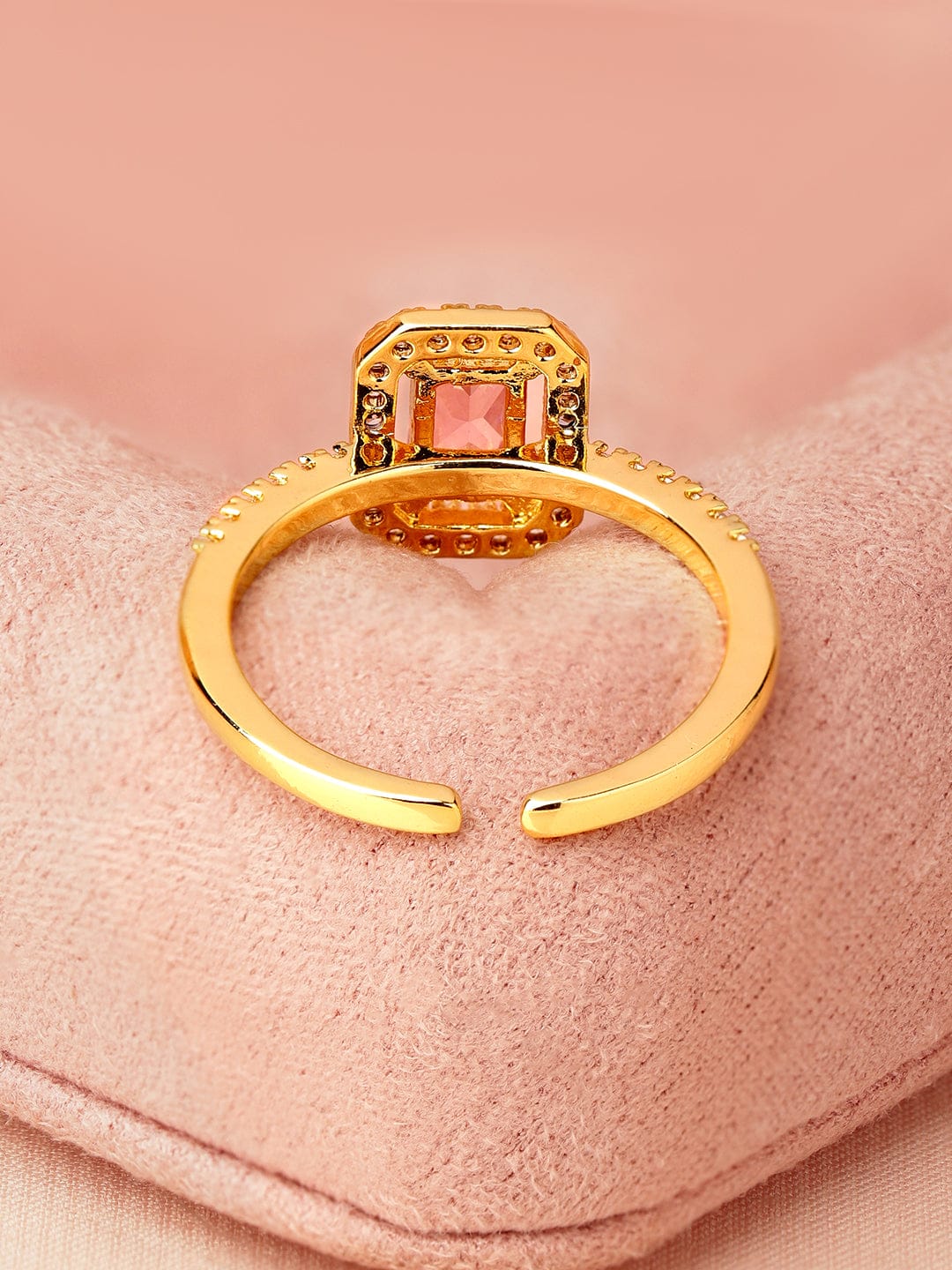 Pink American Diamond Zirconia Cubic Gold Ring Gold