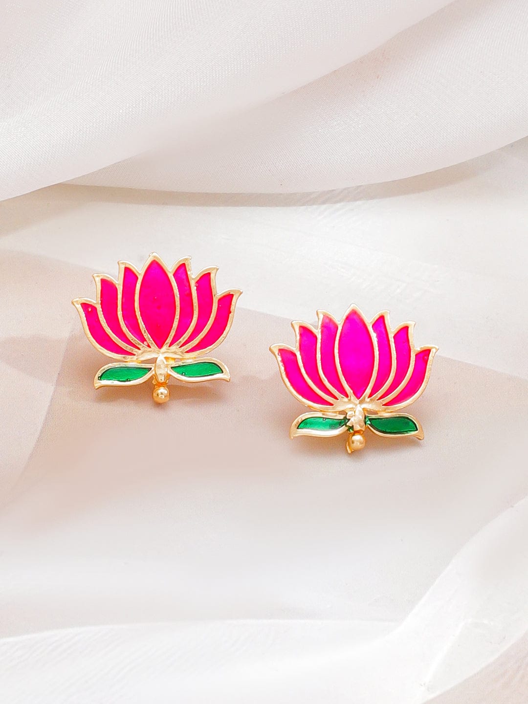 Pink Lotus Motif Enamel Necklace Set フリーサイズ