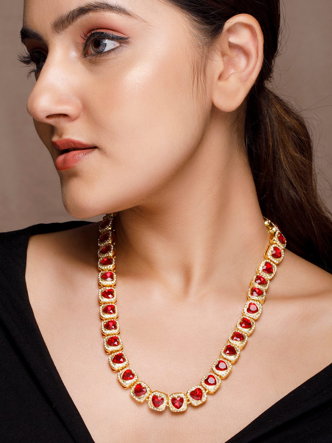 Precious Hearts Gold Plated Necklace Gold