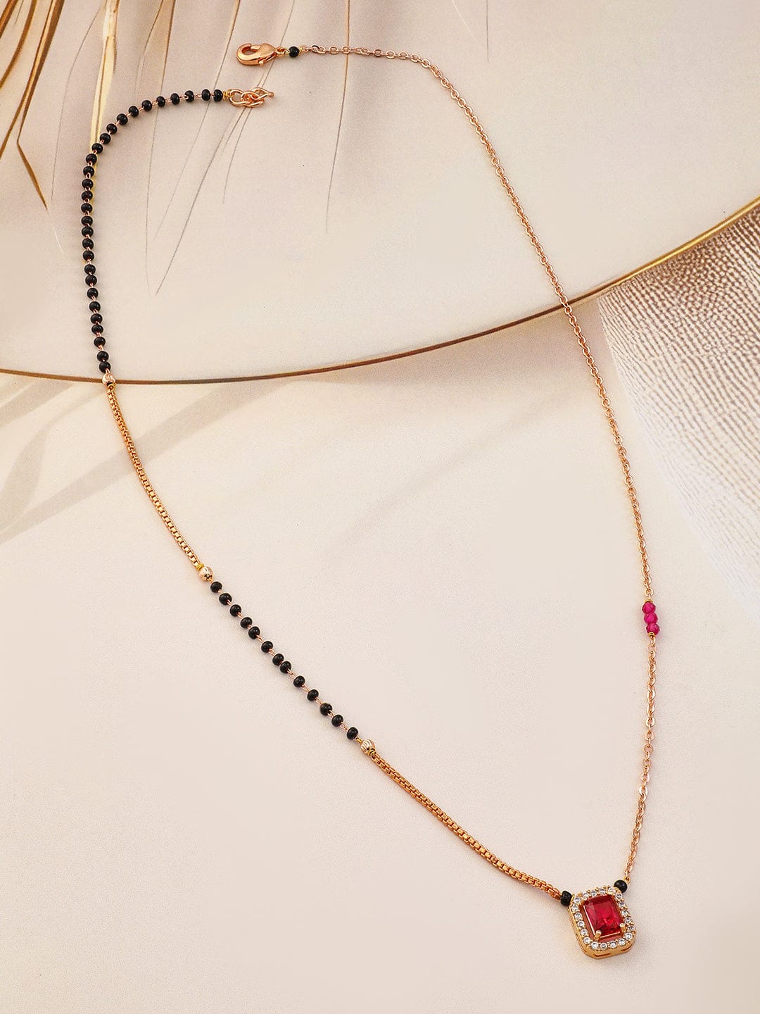 Ruby American Diamond Zirconia Gold Mangalsutra Gold