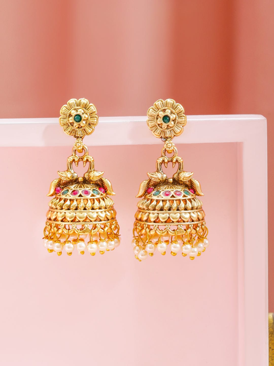 Artisan Peacock Pearl Jhumka フリーサイズ