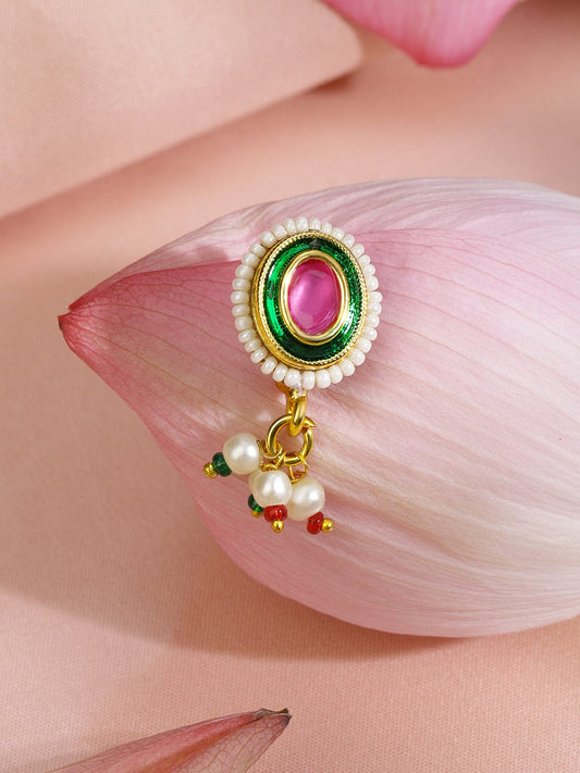 Pink & Green Pearl Drop Nose pin フリーサイズ