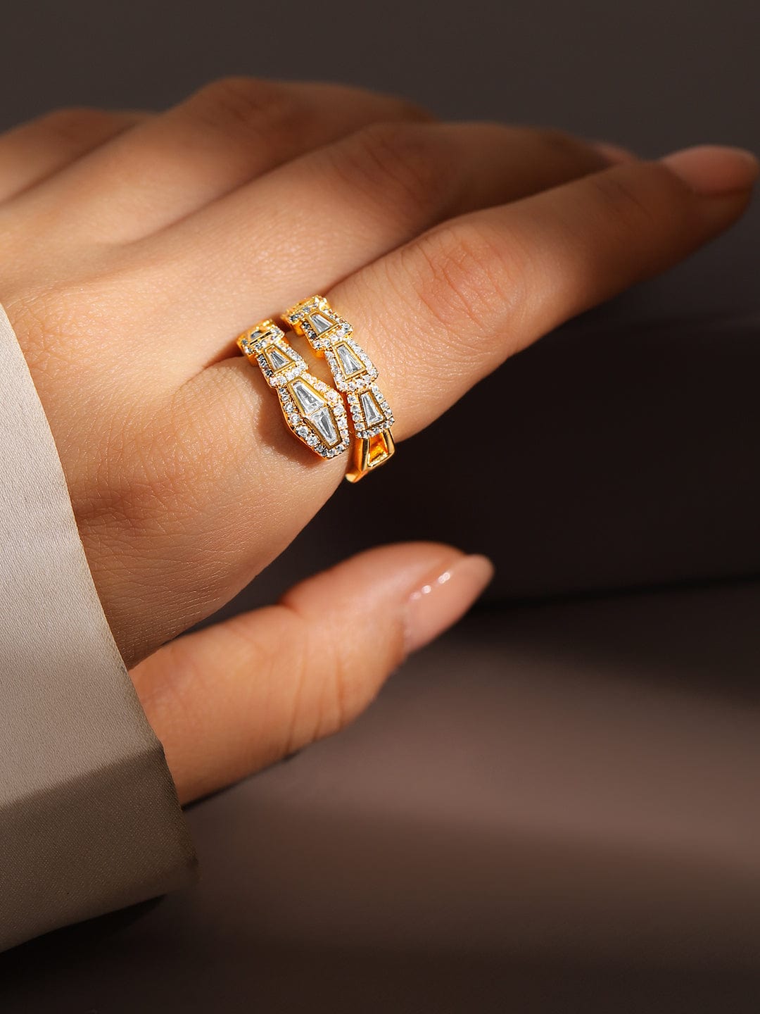 American Diamond Zirconia Gold Ring Gold