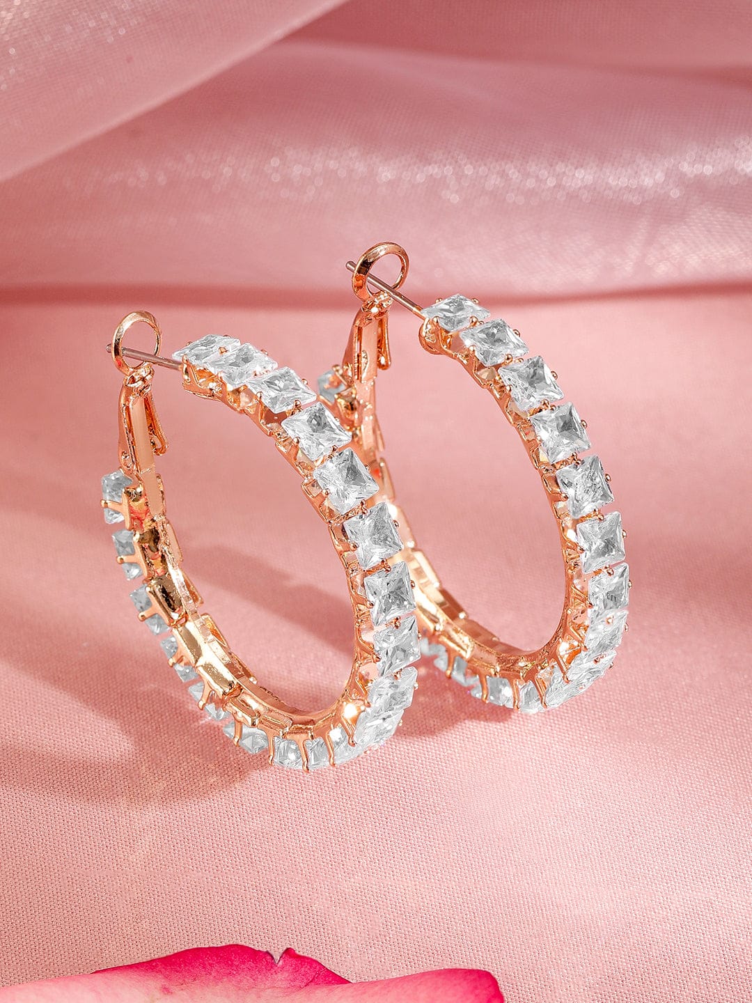Gold Toned White Hoop Earrings Gold