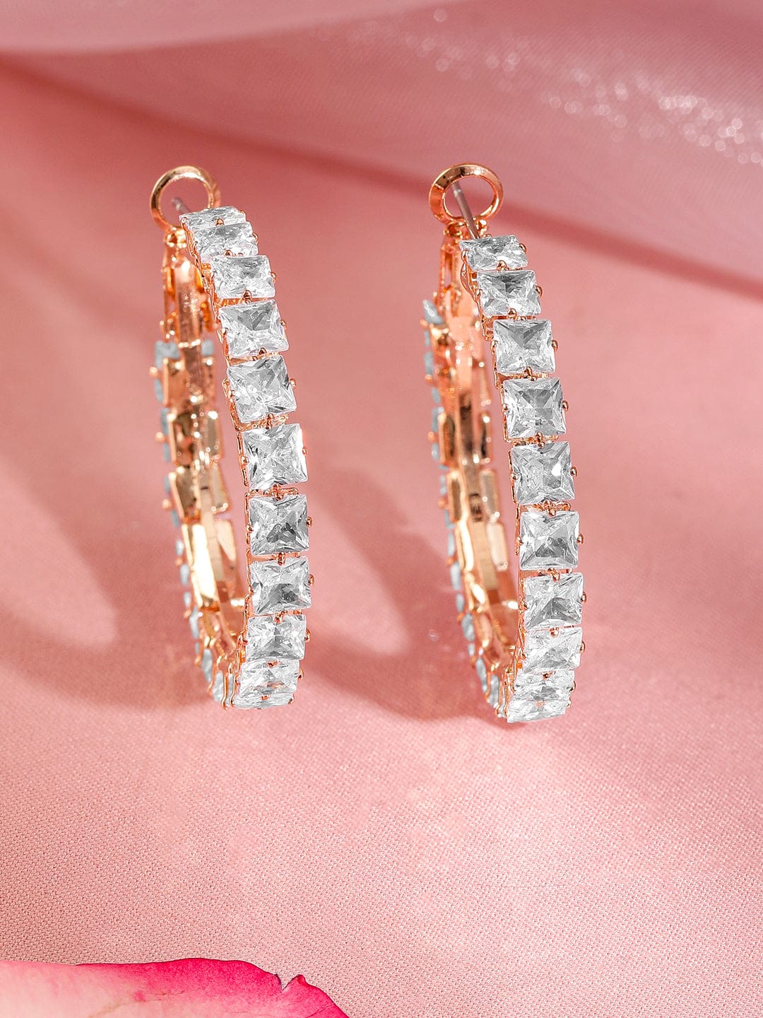 Gold Toned White Hoop Earrings Gold
