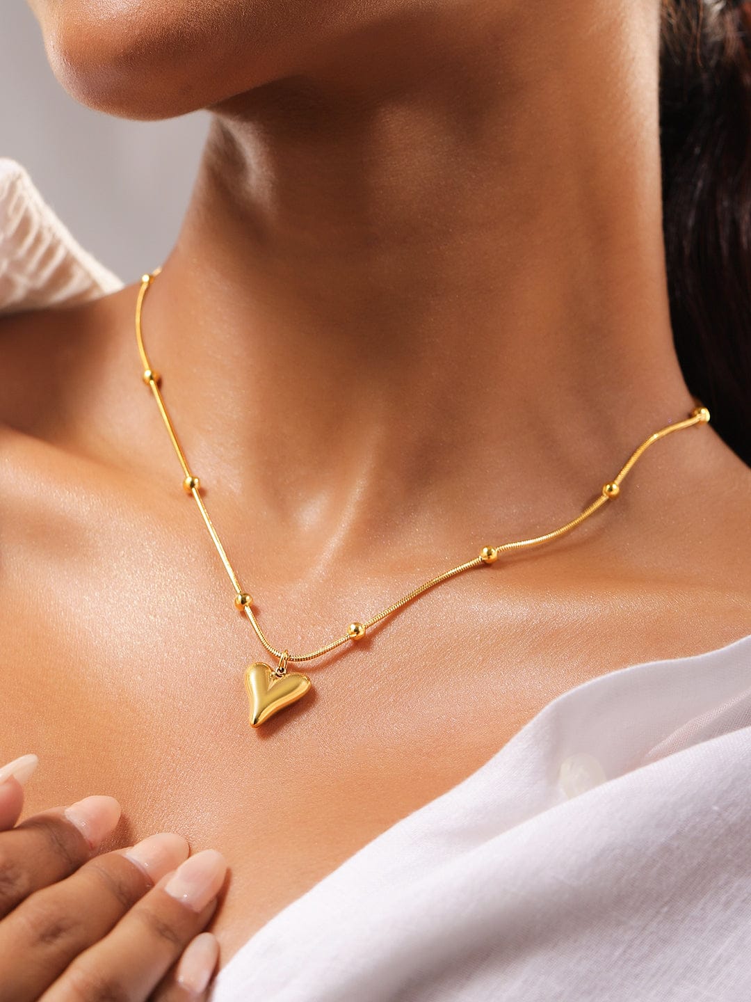 Golden Heart Pendant Set Gold