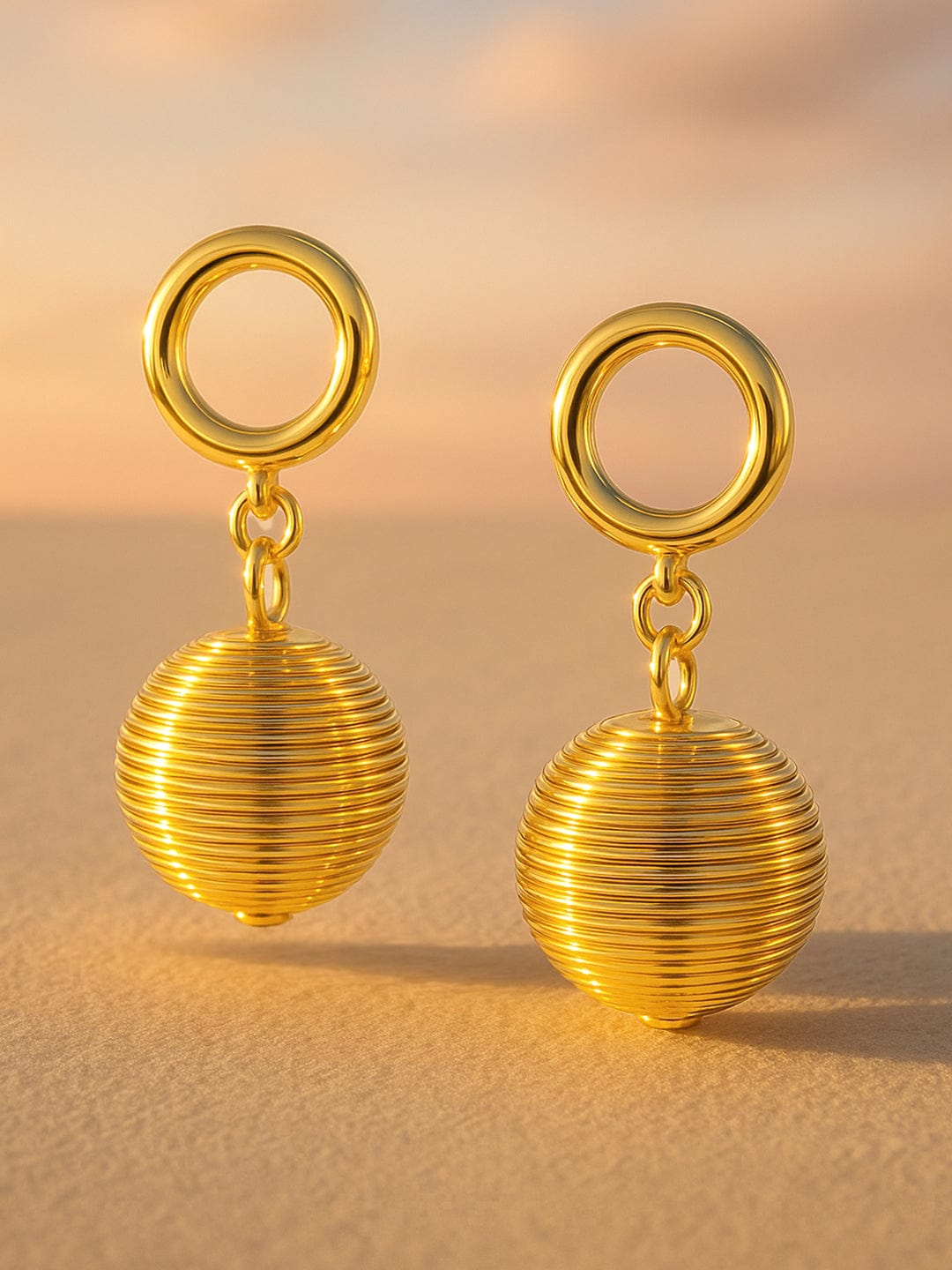 Gold Toned Hoop Drop Earrings フリーサイズ