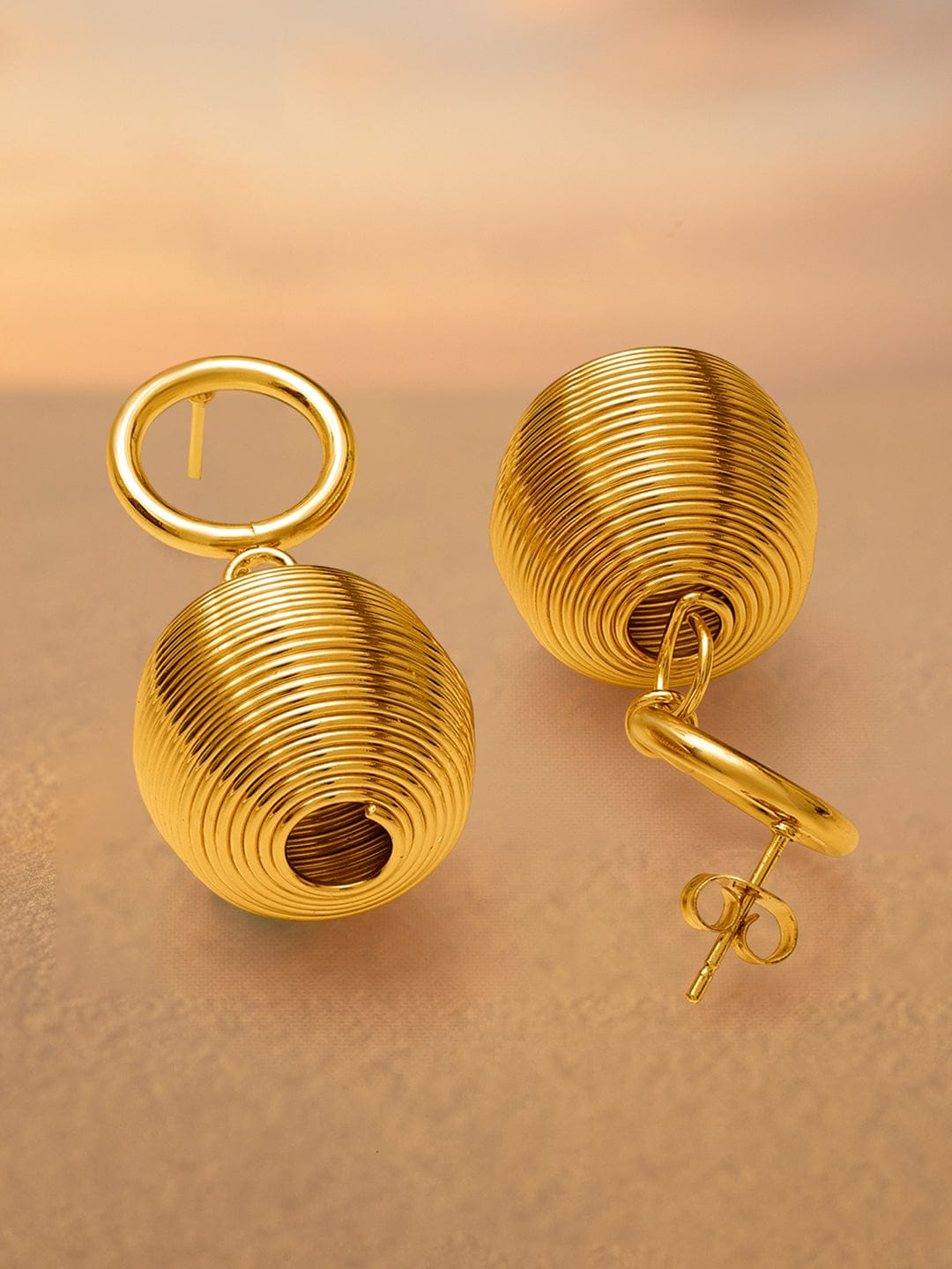 Gold Toned Hoop Drop Earrings フリーサイズ