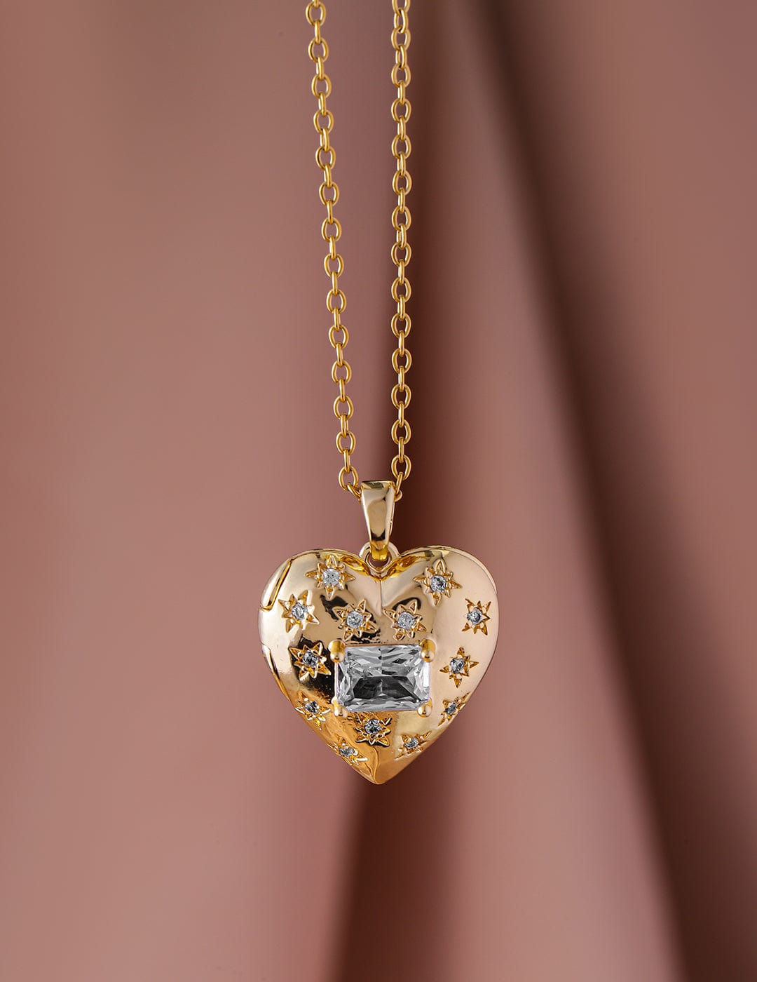 【Rubans】 Endearing American Diamond Zirconia Heart Pendant Chain Necklace｜エンディアリング アメリカンダイヤモンド ジルコニア ハートペンダント チェーンネックレス
