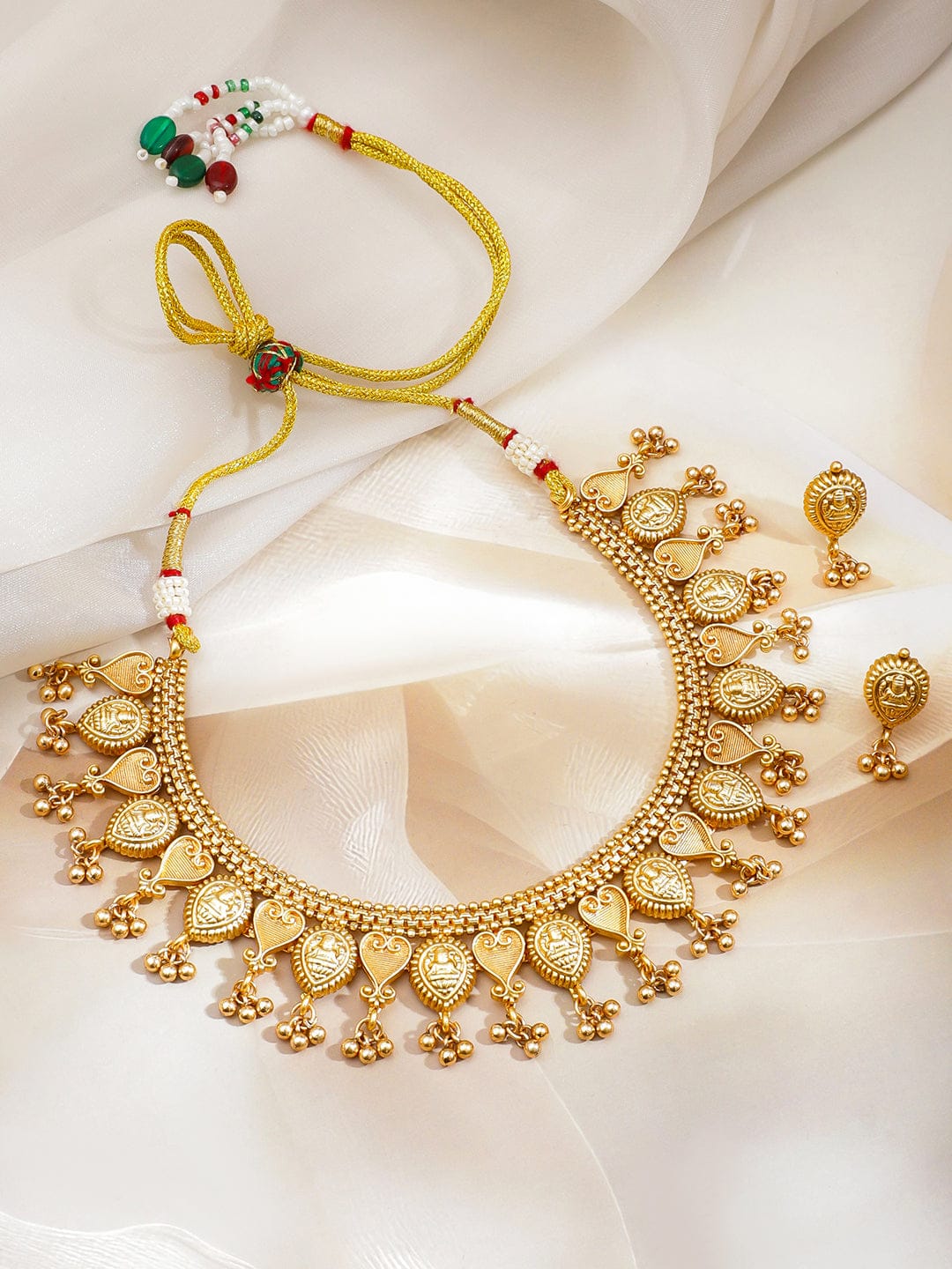 Heart Motif Gold Drop Necklace Set フリーサイズ
