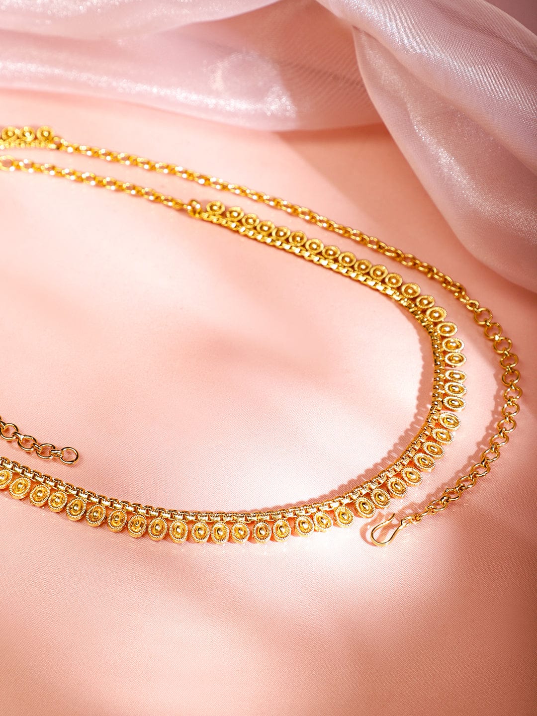 Rubans 18K Gold-Plated Traditional Motif Design Kamarbandh â€“ Perfect for Ethnic Looks フリーサイズ