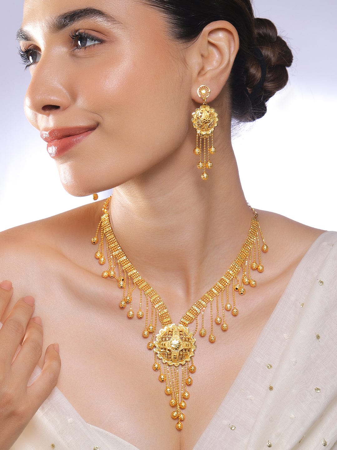Majestic Palace Golden Necklace Set Gold