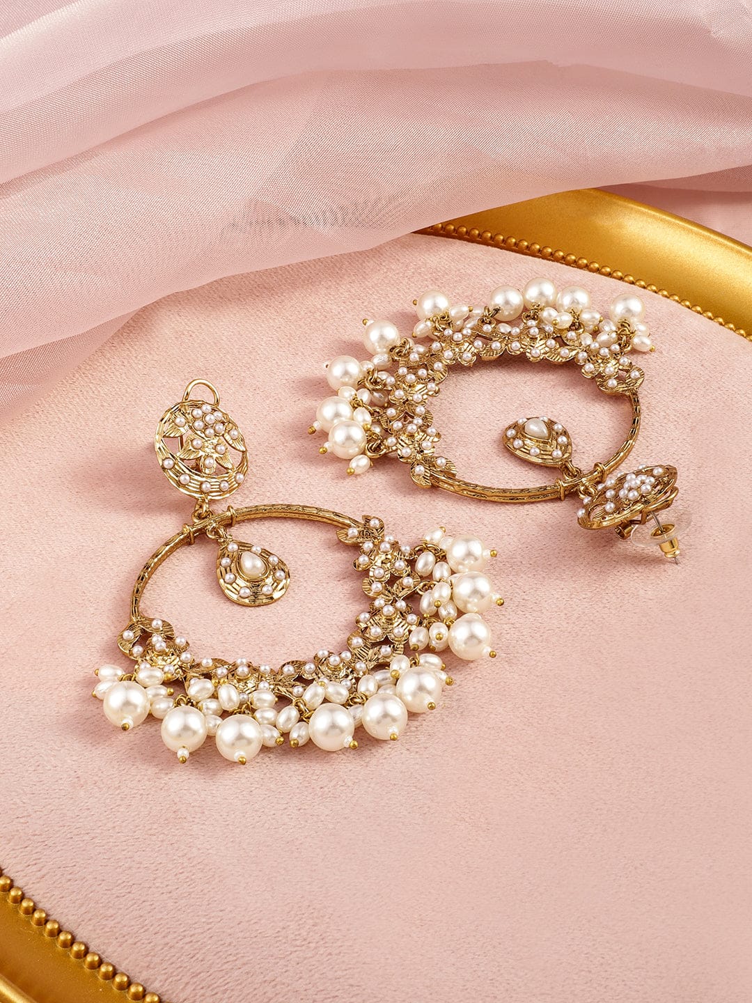 Royal Ivory Pearls Chandbali Gold