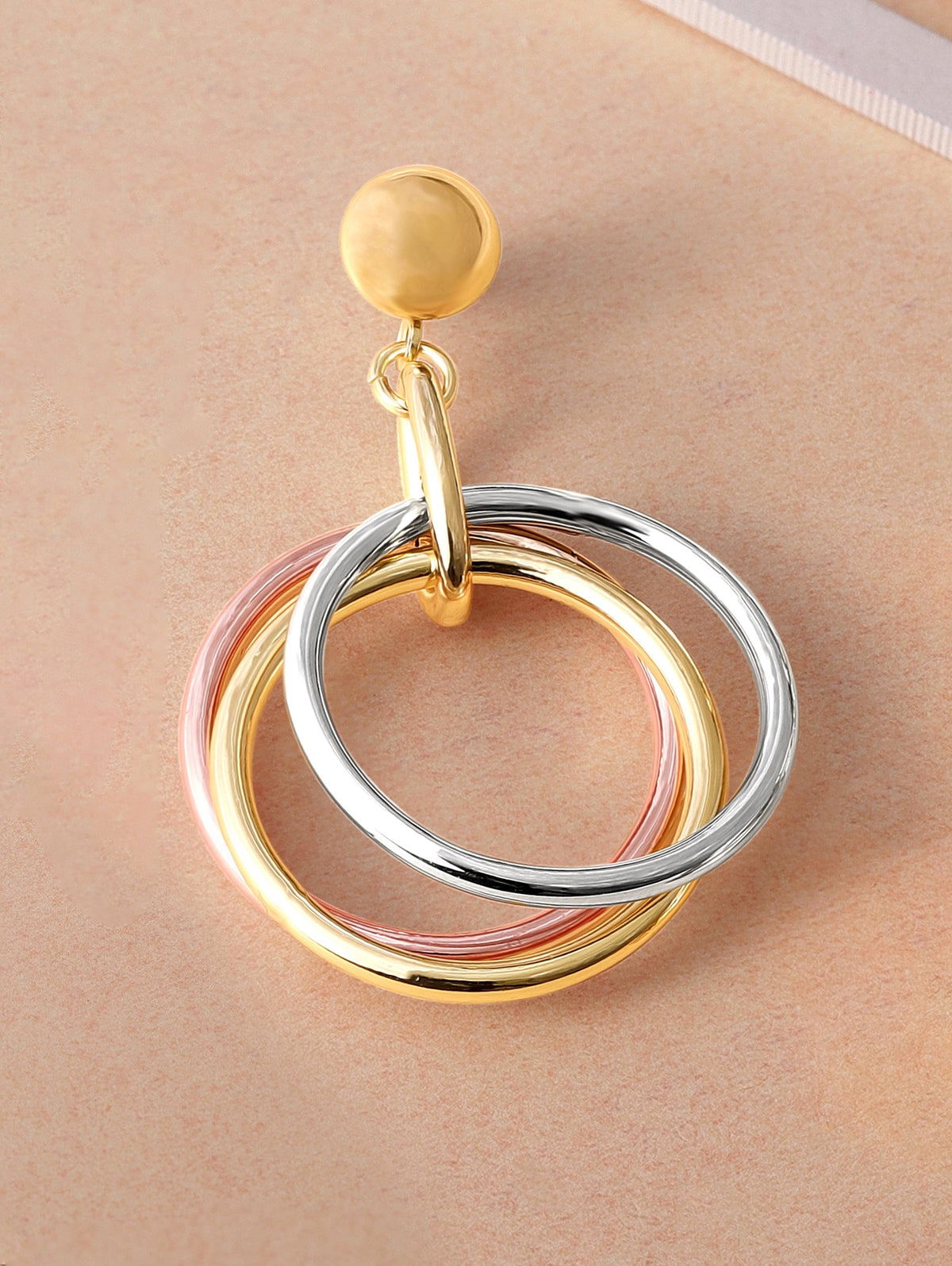 Tri-Color Ring Drop Earrings フリーサイズ