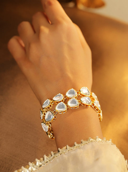 Moon Dance in Kundan Bracelet Gold::White