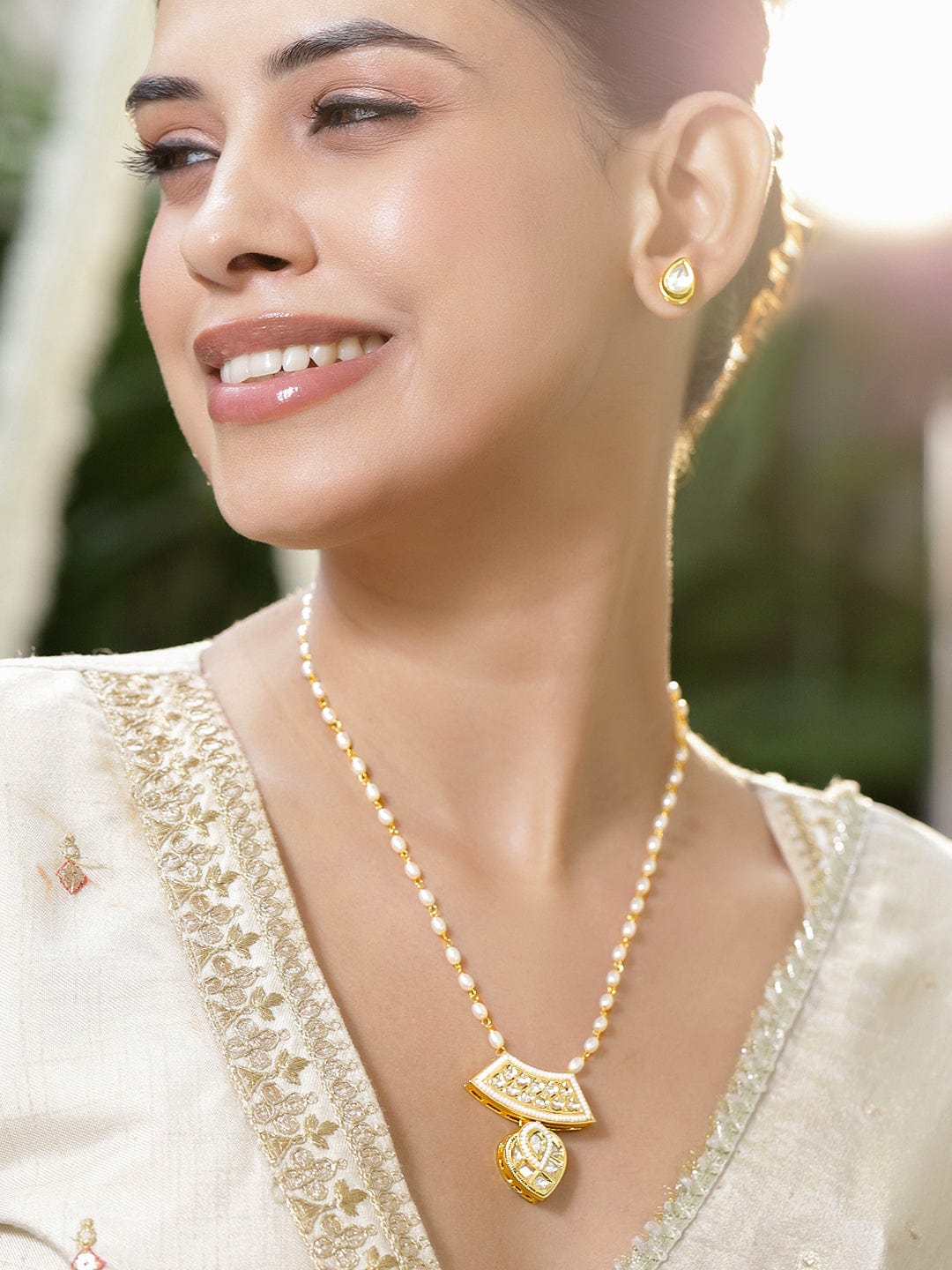 Minimal Luxe Kundan Pendant Set フリーサイズ