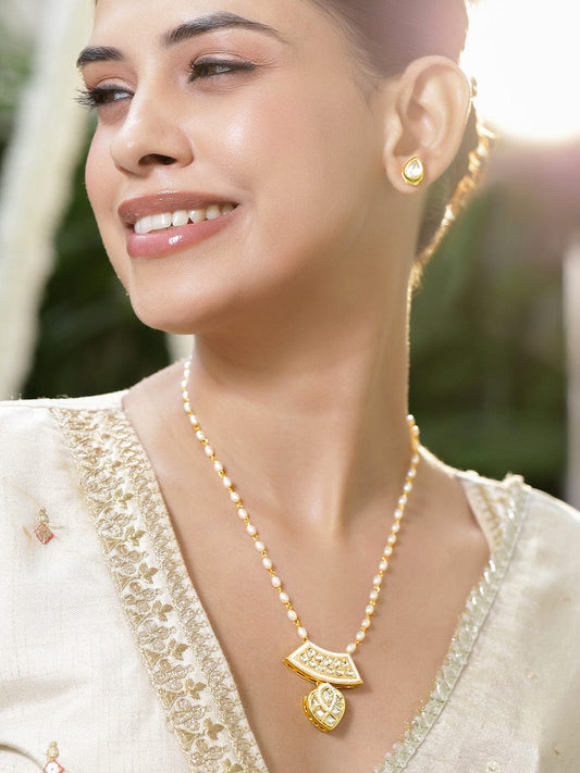 Minimal Luxe Kundan Pendant Set フリーサイズ