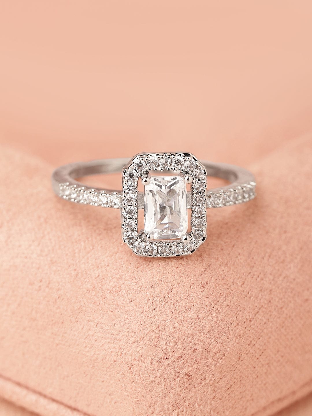 American Diamond Zirconia Cubic Ring Silver