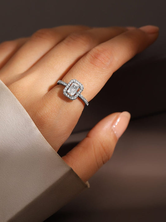 American Diamond Zirconia Cubic Ring Silver