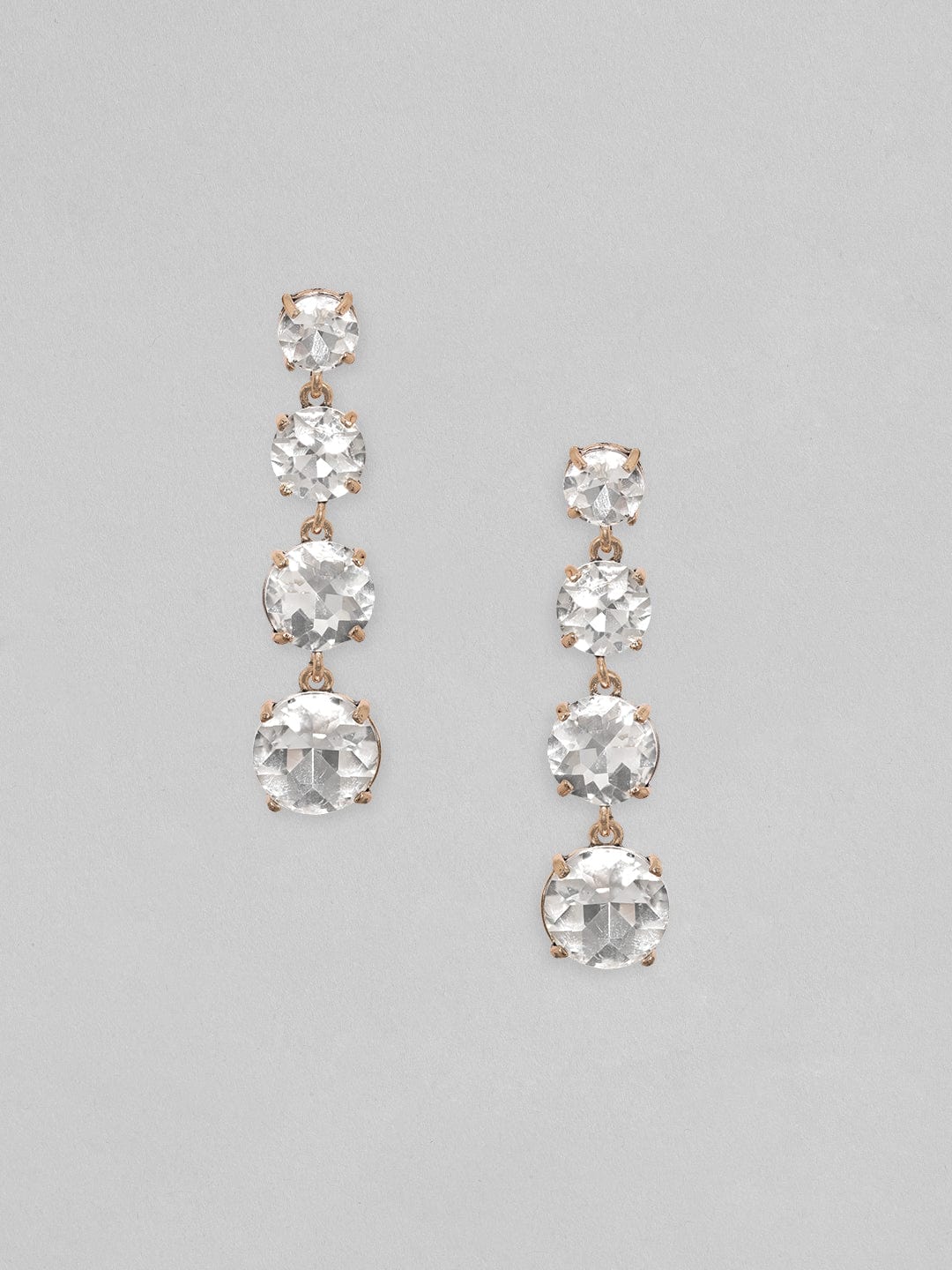 【Rubans】 18K Gold Toned Clear & Opal Zircon Studded Drop Earrings｜18K ゴールドトーン クリア＆オパール ジルコニア ドロップイヤリング