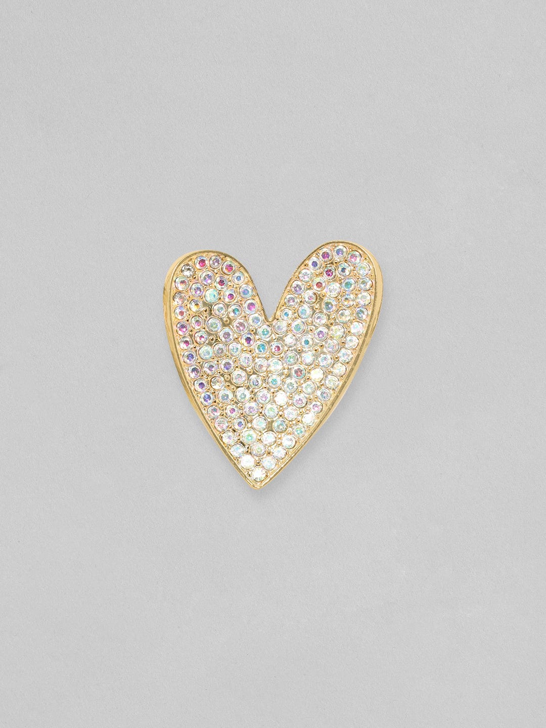 【Rubans】 18K Gold Toned White Zircons Studded Heart Stud Earrings｜18K ゴールドトーン ホワイトジルコニア ハート スタッドイヤリング