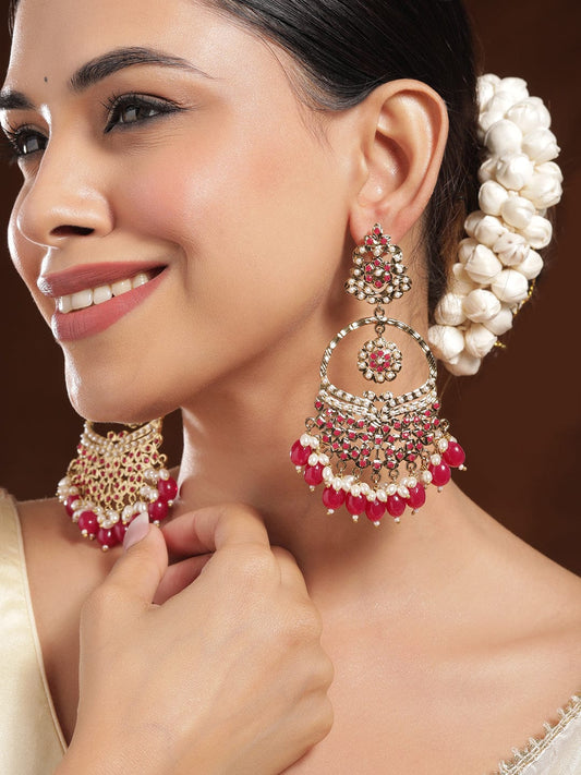 Lustrous Ruby Tone Chandbali フリーサイズ