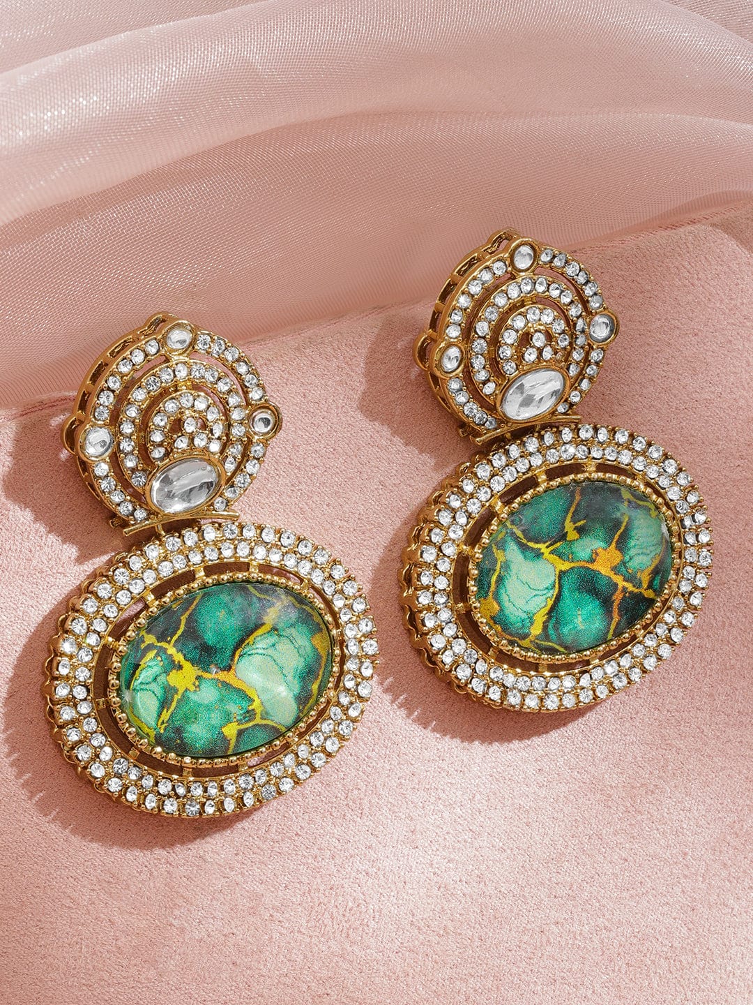 Royal Green Dangler Earrings フリーサイズ