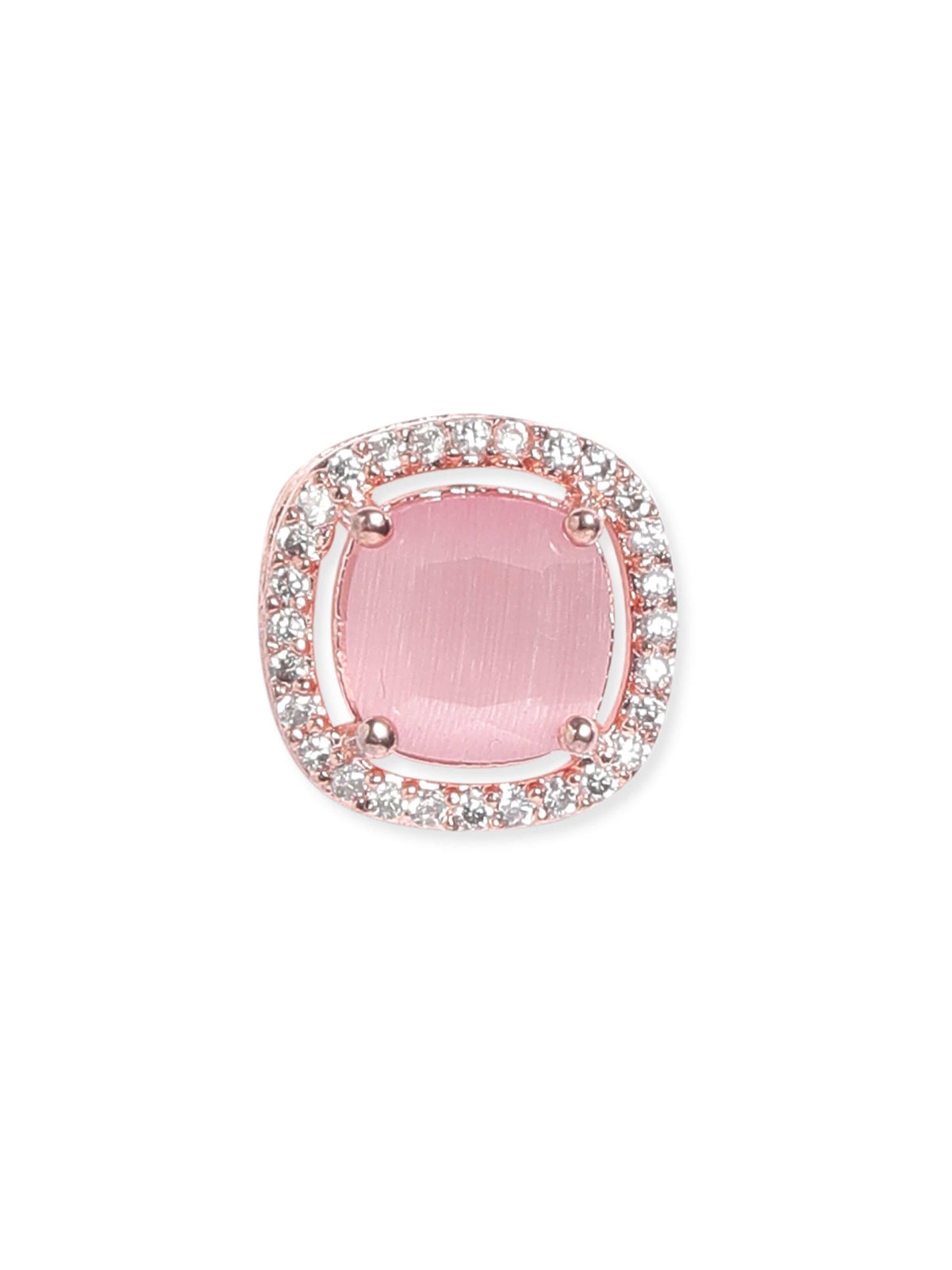 American Diamond Zirconia Pink Studs Rose Gold