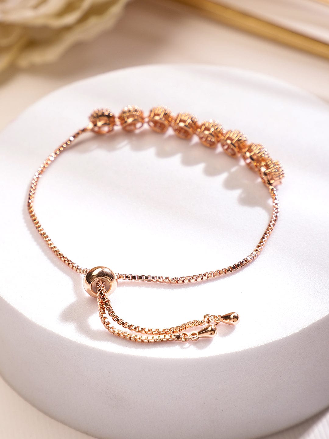 Rose Gold Elegant American Diamond Zirconia Bracelet Rose Gold