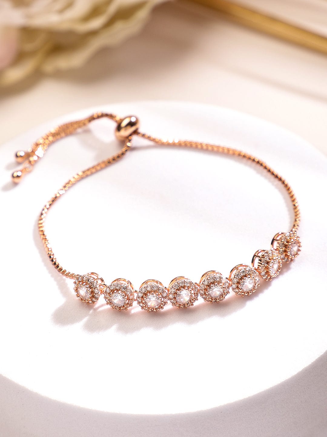 Rose Gold Elegant American Diamond Zirconia Bracelet Rose Gold