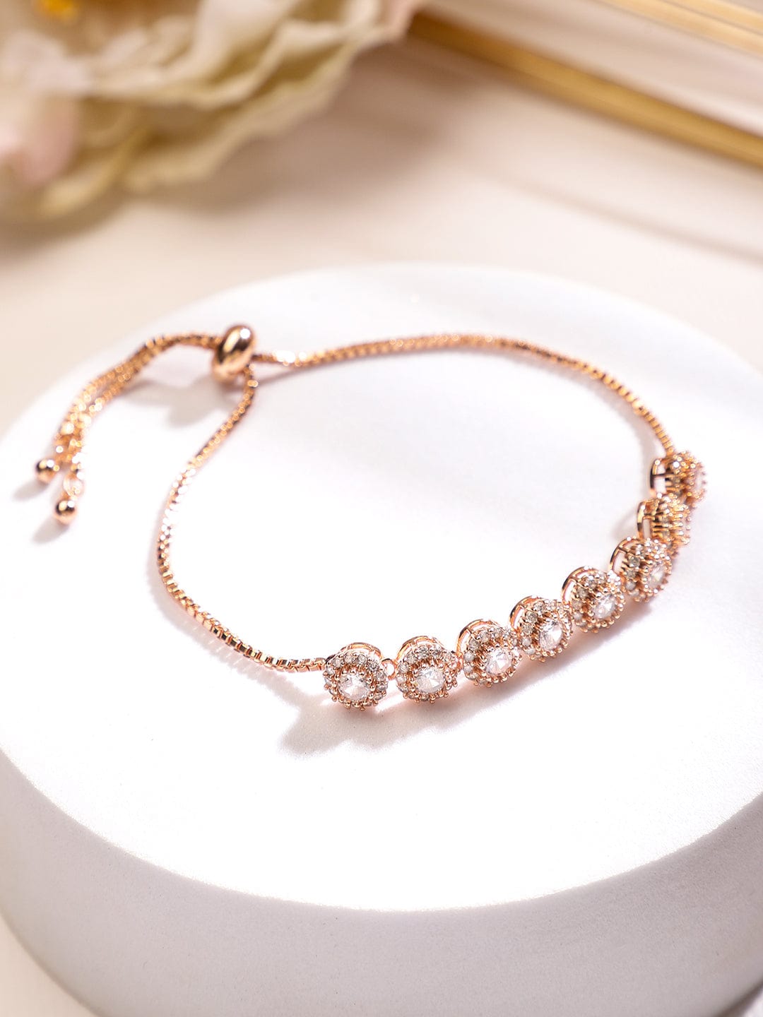 Rose Gold Elegant American Diamond Zirconia Bracelet Rose Gold