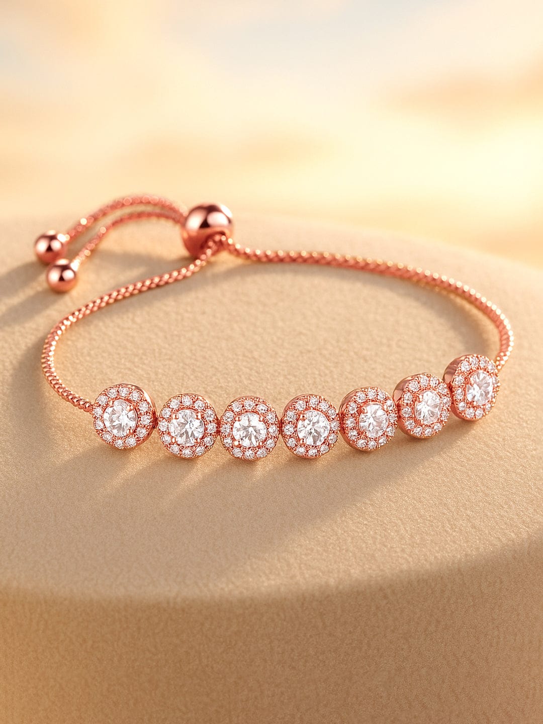 Rose Gold Elegant American Diamond Zirconia Bracelet Rose Gold