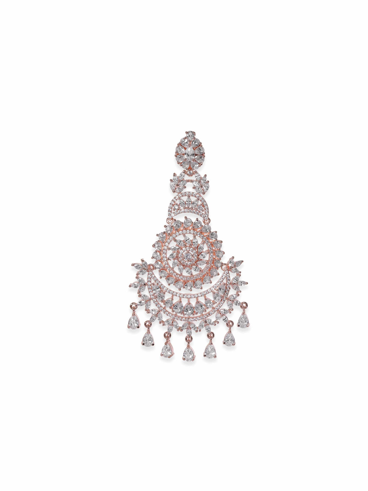Timeless American Diamond Zirconia White Chandelier Earrings Rose Gold