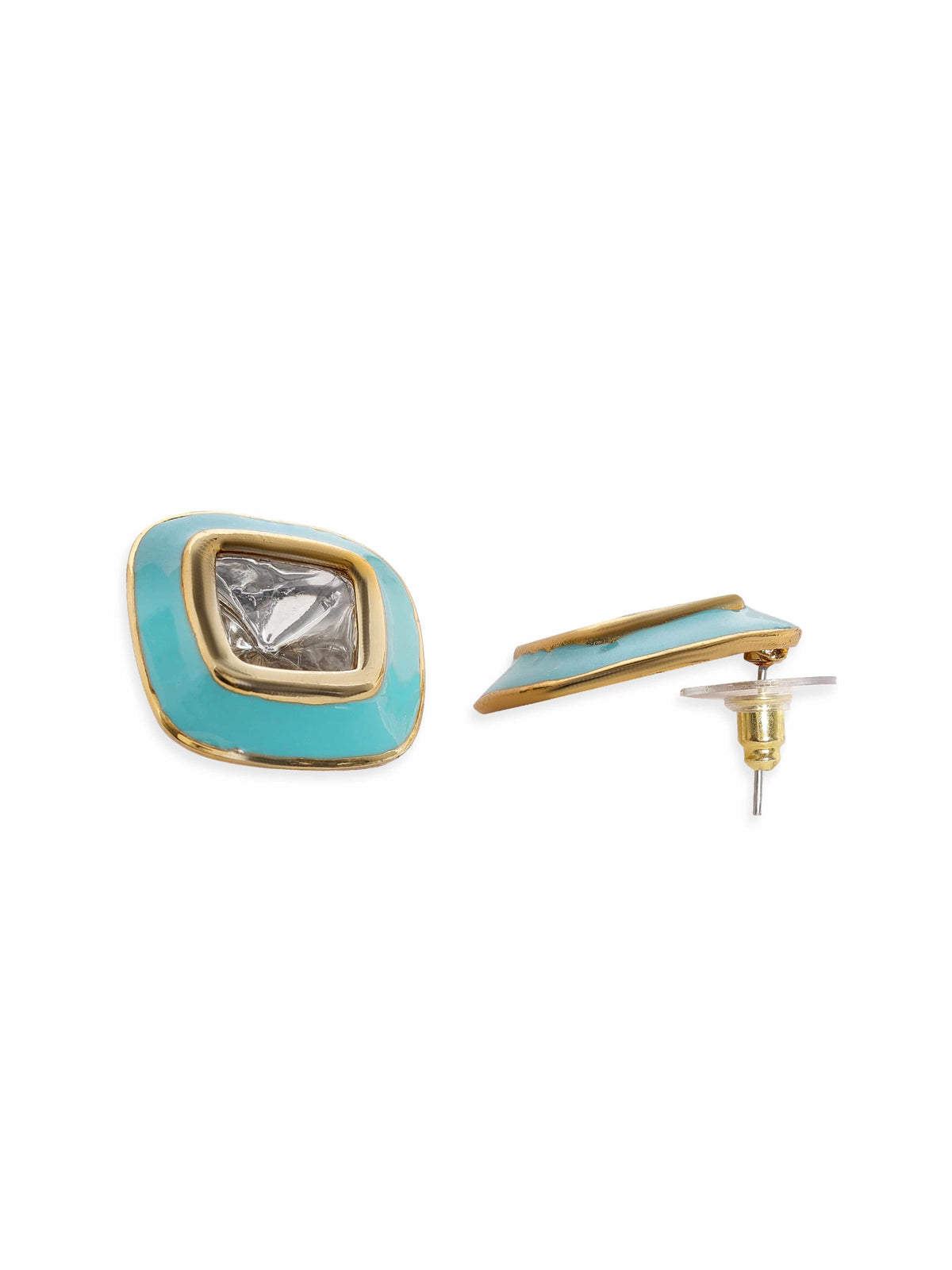 Turquoise Shine Crystal Studs Gold::Green