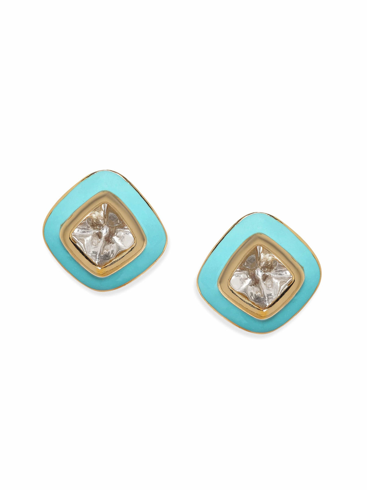 Turquoise Shine Crystal Studs Gold::Green