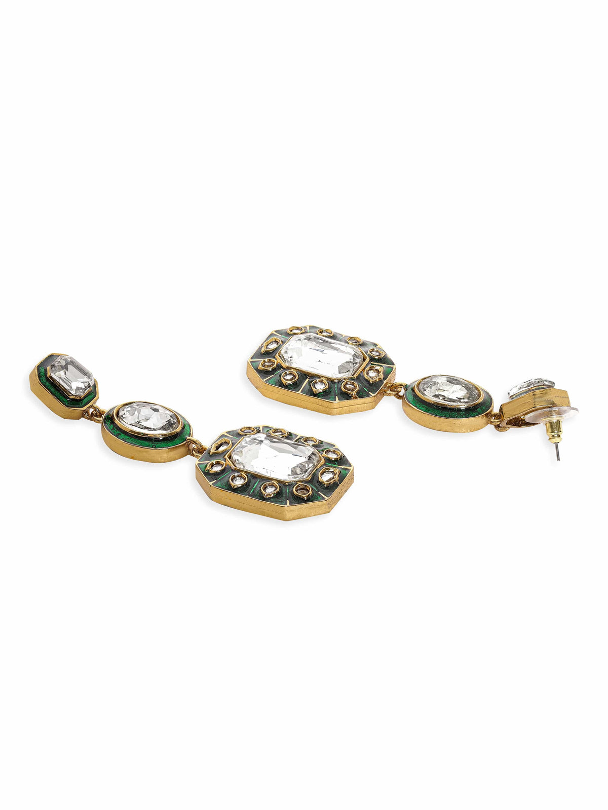 Urban Glow Enamel Green American Diamond Zirconia Dangler Green::Gold