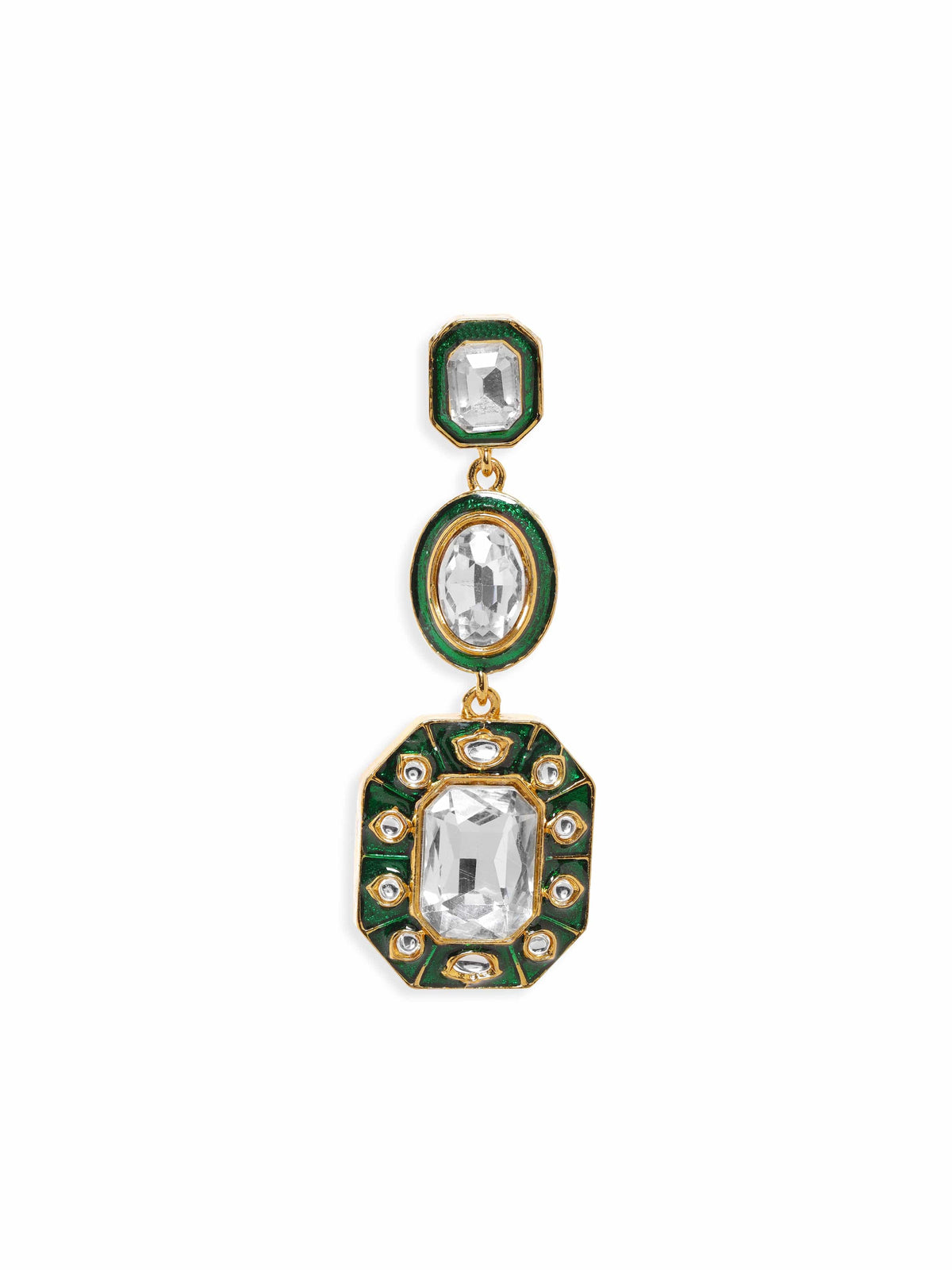 Urban Glow Enamel Green American Diamond Zirconia Dangler Green::Gold
