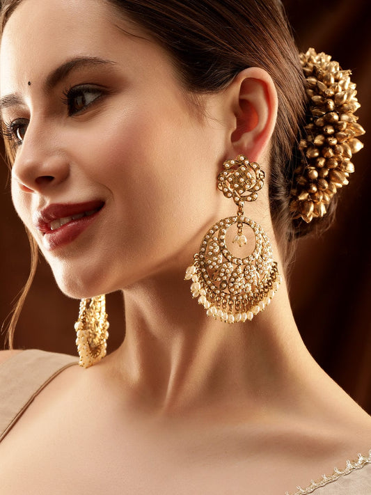 Classic Pearl Round Chandbali Gold
