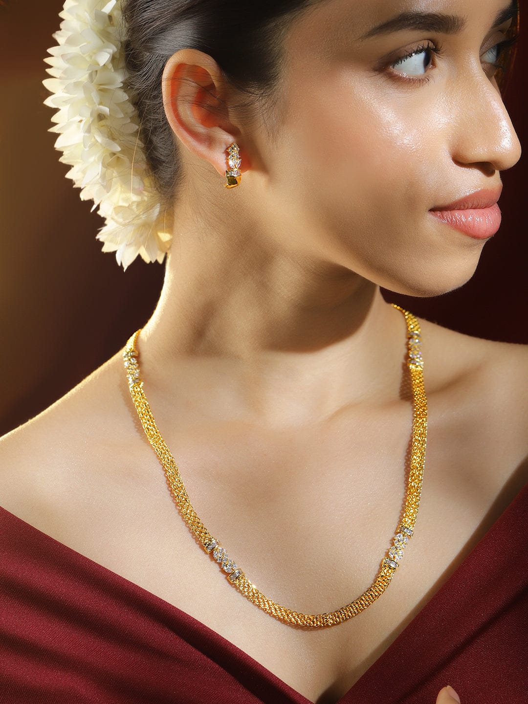 Long Golden Necklace Set フリーサイズ