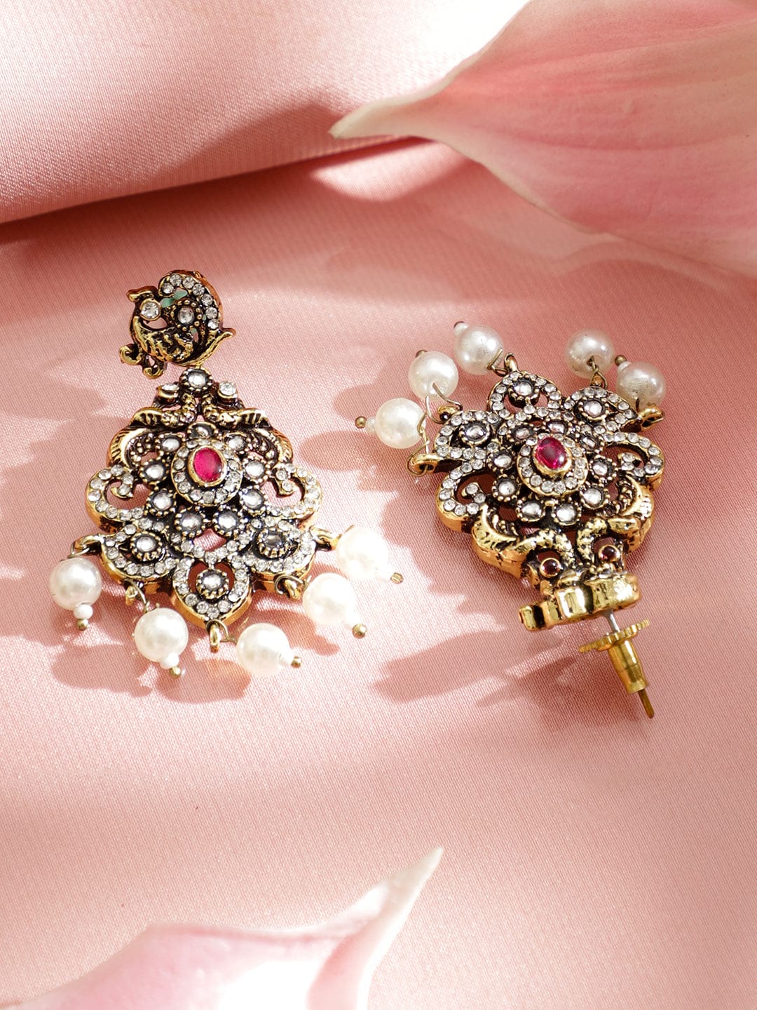 Pearl Drop American Diamond Zirconia Necklace Set フリーサイズ