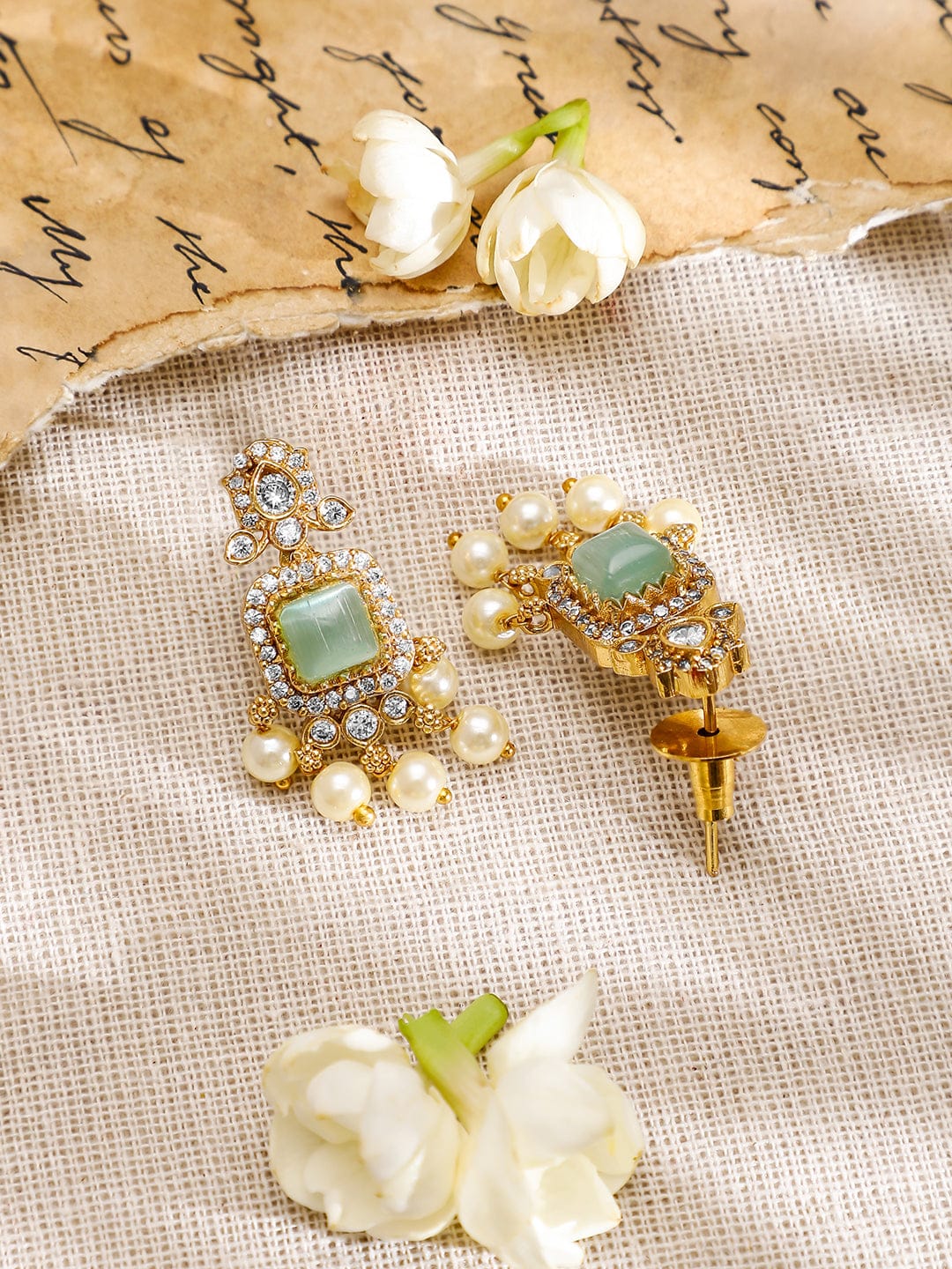 American Diamond Zirconia Green Accented Necklace Set フリーサイズ