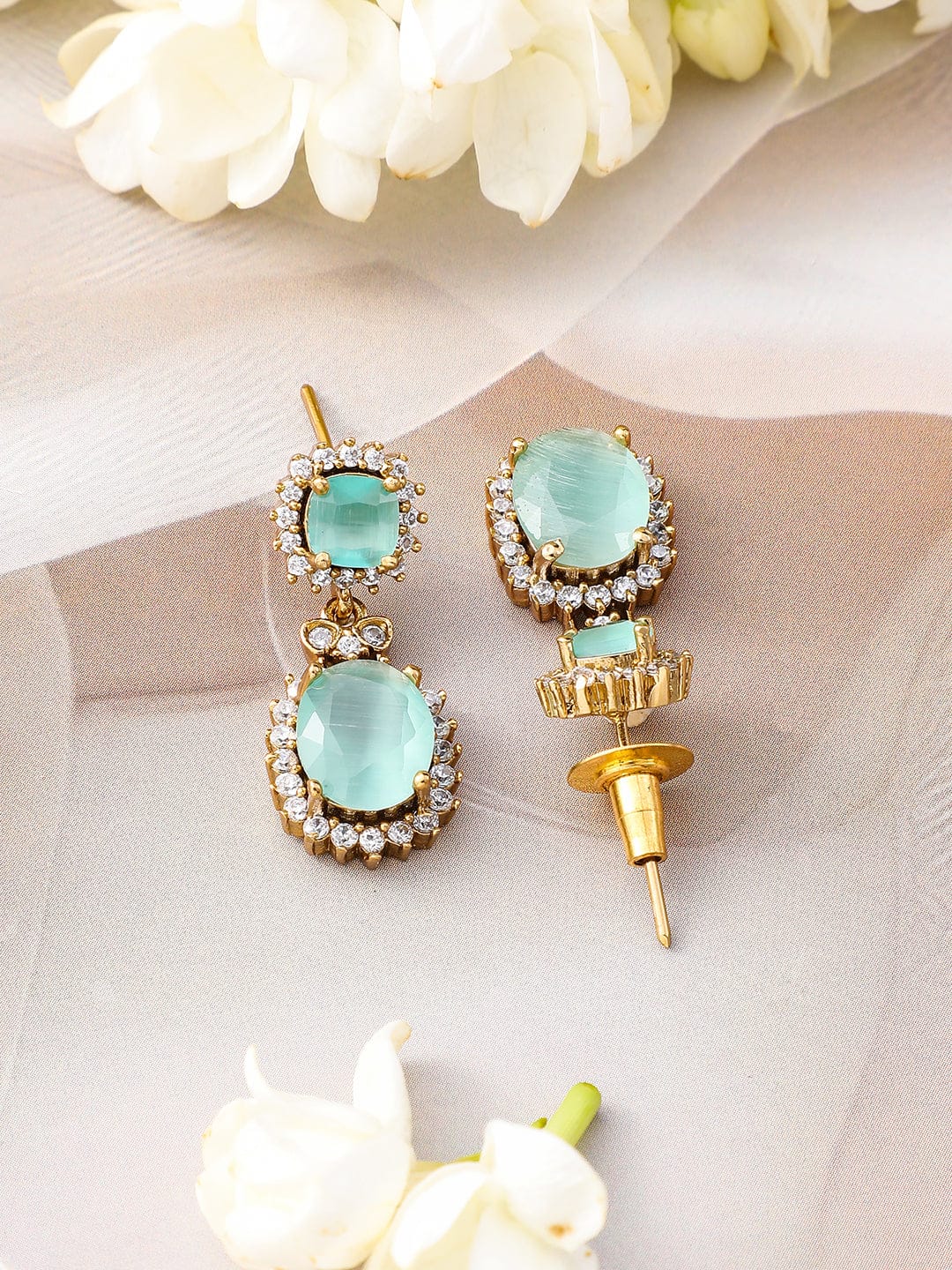Blue Studded American Diamond Zirconia Necklace Set フリーサイズ