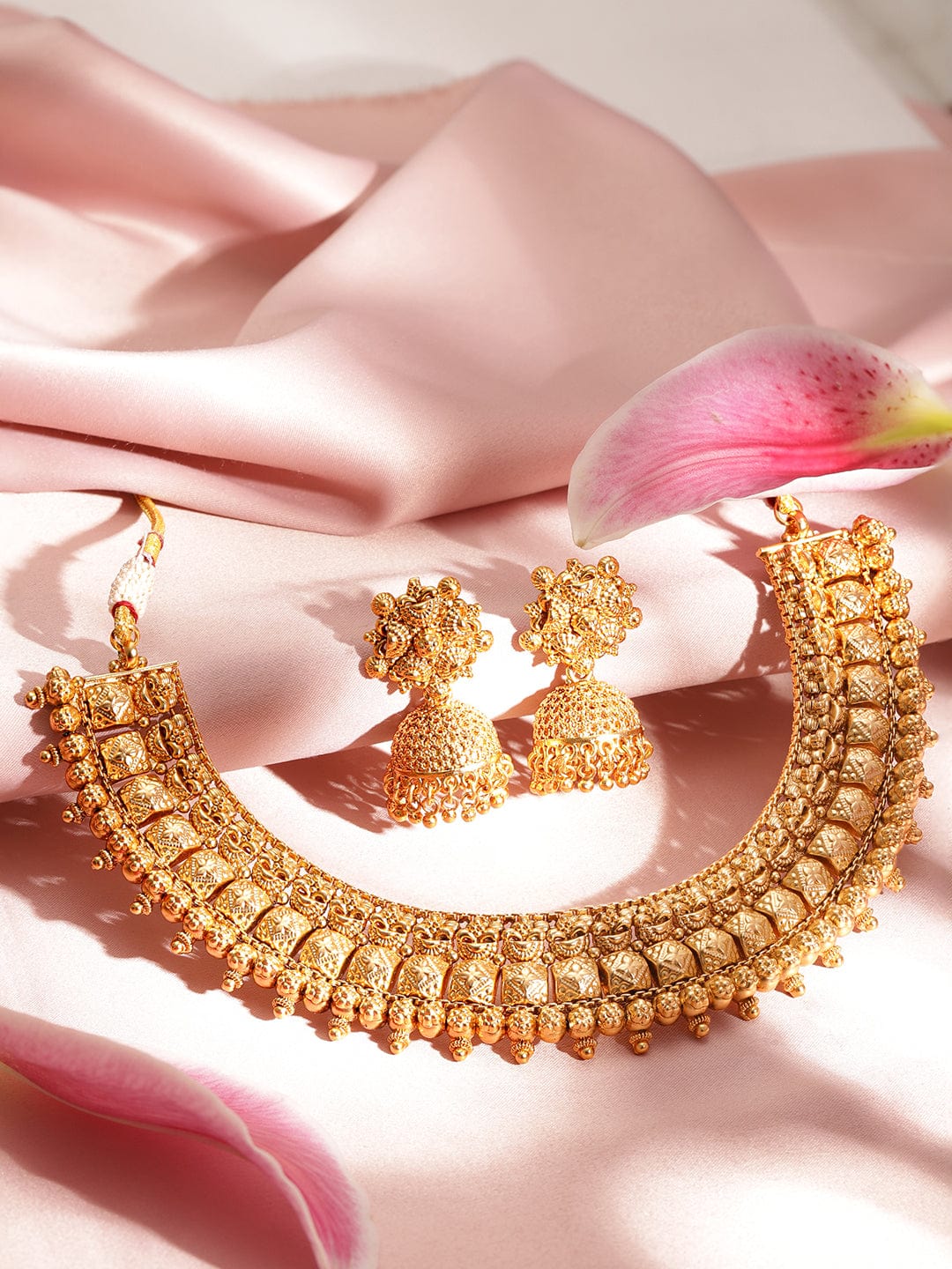 Golden Temple Necklace Set Gold
