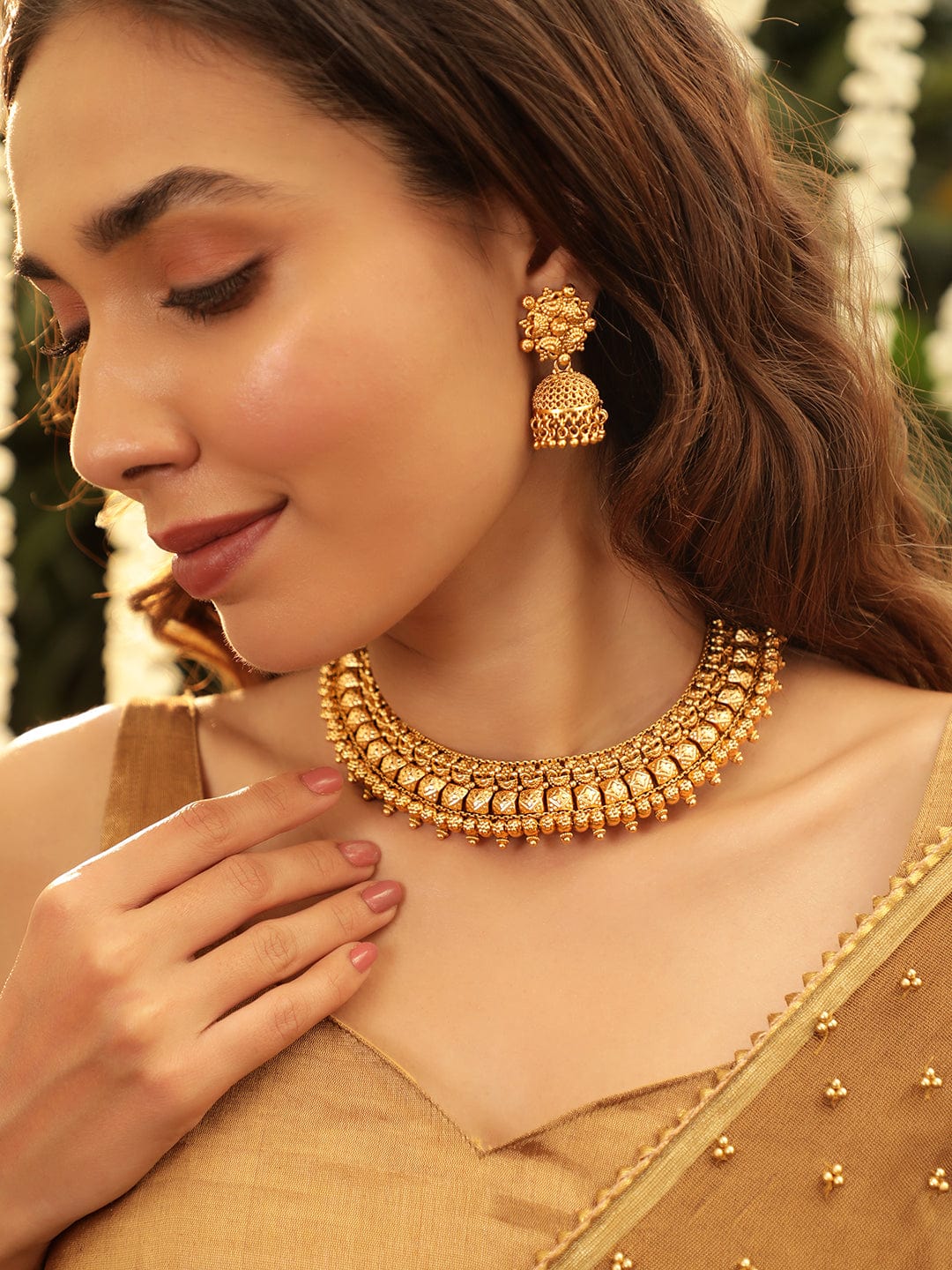 Golden Temple Necklace Set Gold