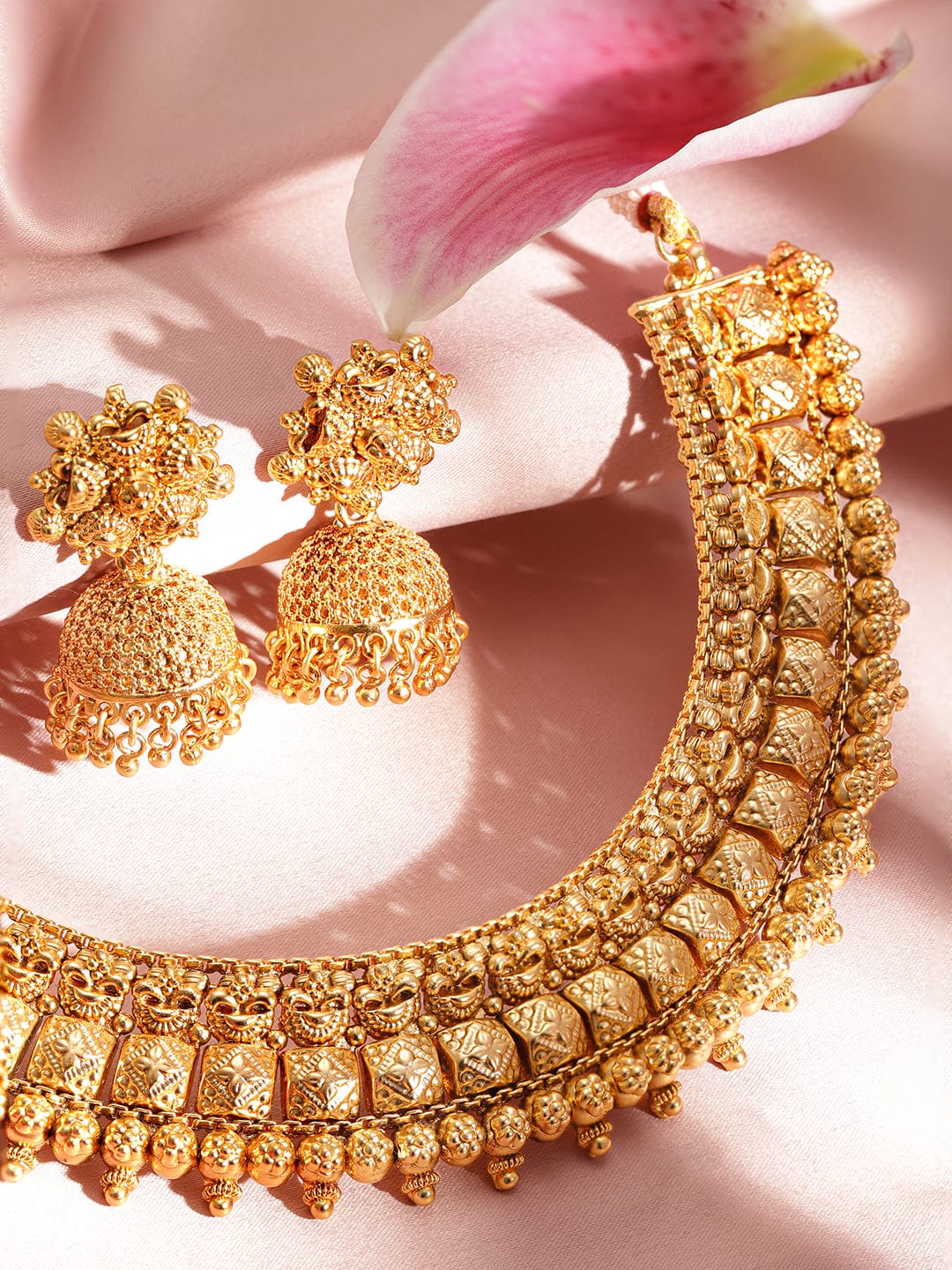 Golden Temple Necklace Set Gold