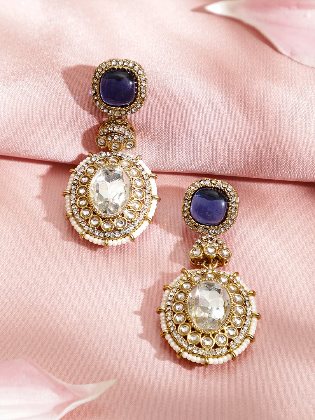 Stunning Blue White American Diamond Zirconia Danglers フリーサイズ